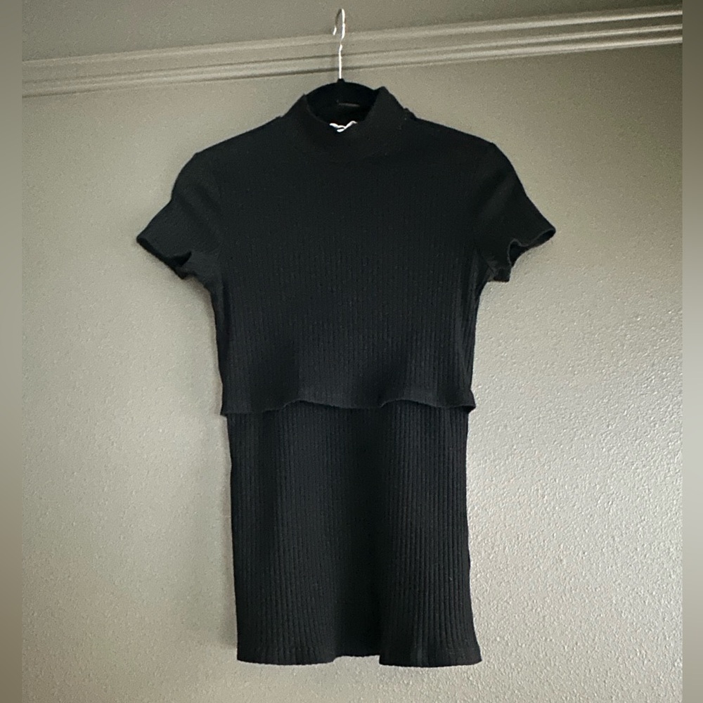 Black turtle neck maternity/nursing top